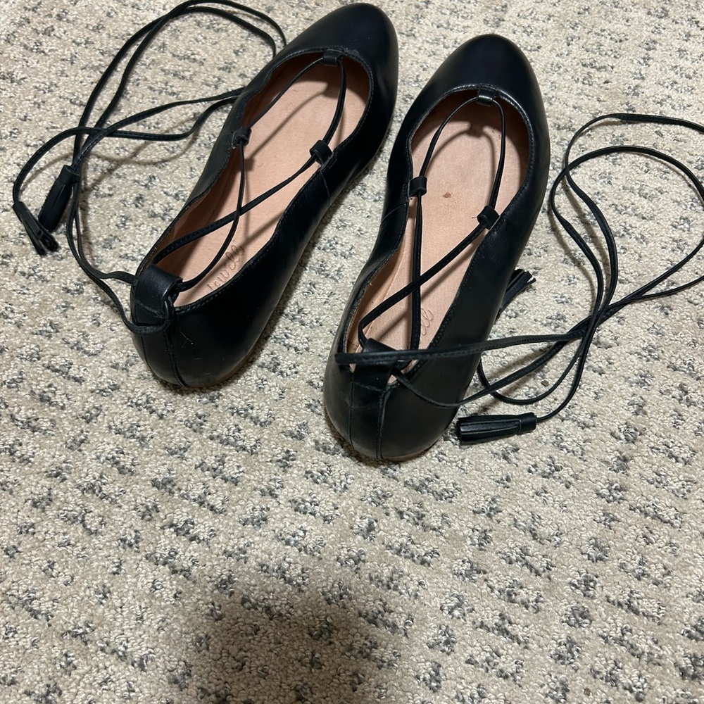 Madewell black size 8 tie up ballet ballerina flats